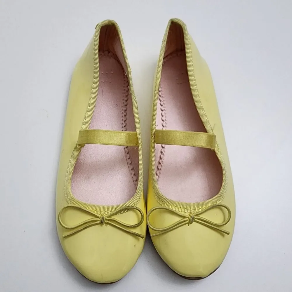 H&M Girls Yellow Patent Mary Jane Ballet Flats Shoes Size 12.5